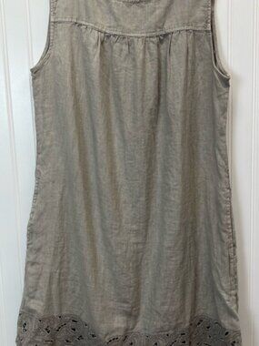Gray Tunic Sleeveless Dress Linen Natural Fiber